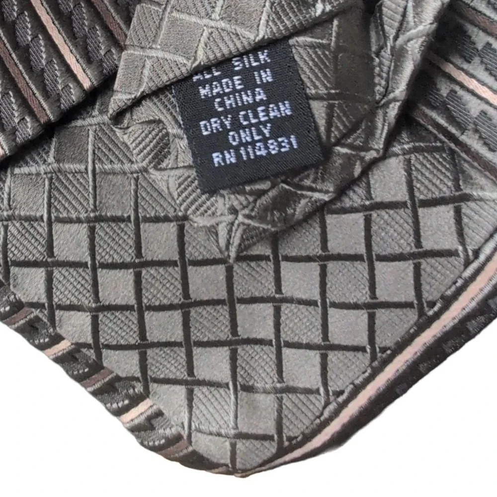 Men's Wearhouse Brown Striped‎ 100% Silk Tie NWT Wedding Prom Formal Necktie